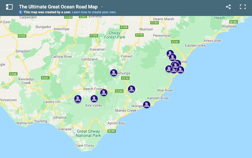 Great Ocean Road Waterfalls Map